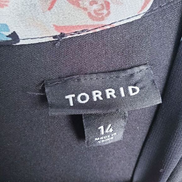 Torrid Black Floral Chiffron Skater Dress - Picture 5 of 7